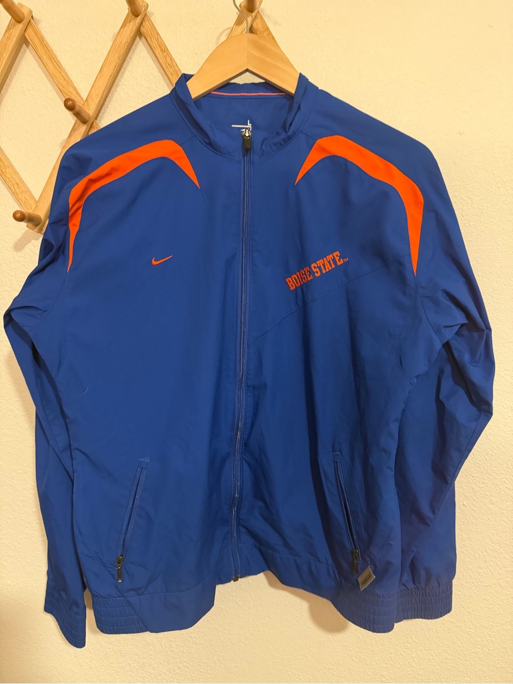 Nike Men’s Blue Track Jacket with Orange Accents